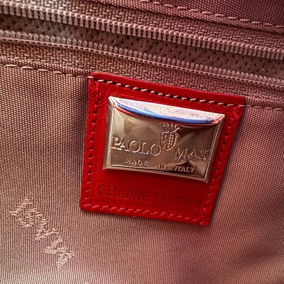 Paolo Masi Y2K Purse Hobo Bag Red Leather Woven Flower Boho Hippie Festival - Picture 6 of 16